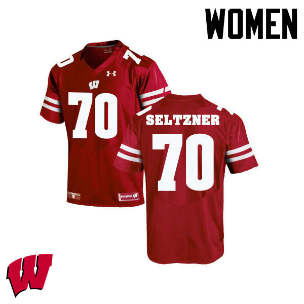 Women Winsconsin Badgers #70 Josh Seltzner College Football Jerseys-Red - Click Image to Close